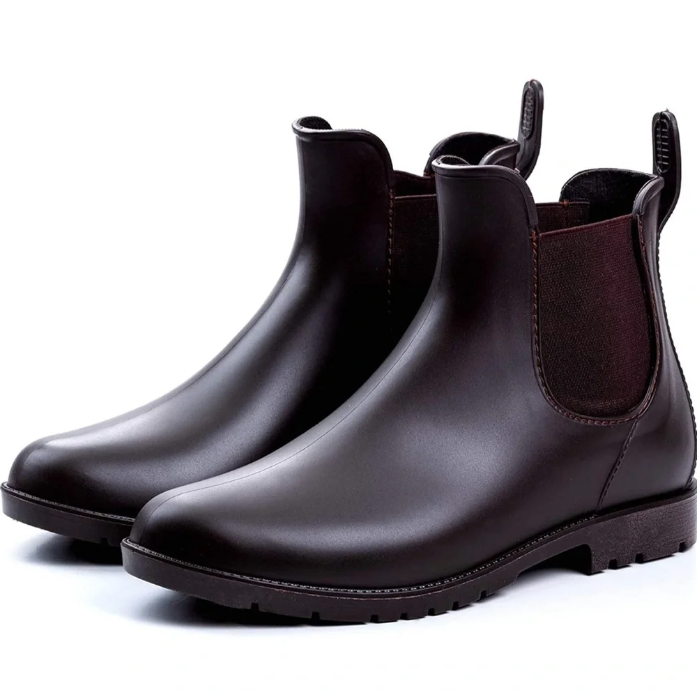 Women's Short Ankle Rain Boots Anti Slip Waterproof Slip On Chelsea Booties - Picture 2 of 6